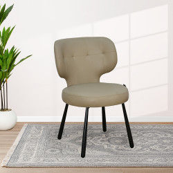 كرسي مفرد جلد بأرجل معدنية كافيه