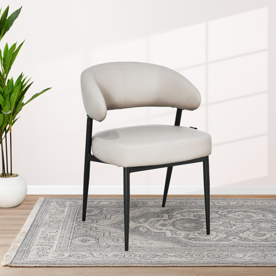 كرسي مفرد مودرن جلد بأرجل معدنية رمادي