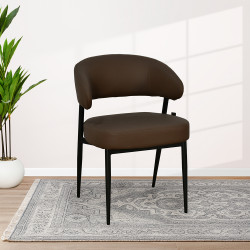 كرسي مفرد مودرن جلد بأرجل معدنية بني