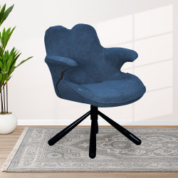 كرسي دوار عصري مع قماش قابل للأزالة أزرق