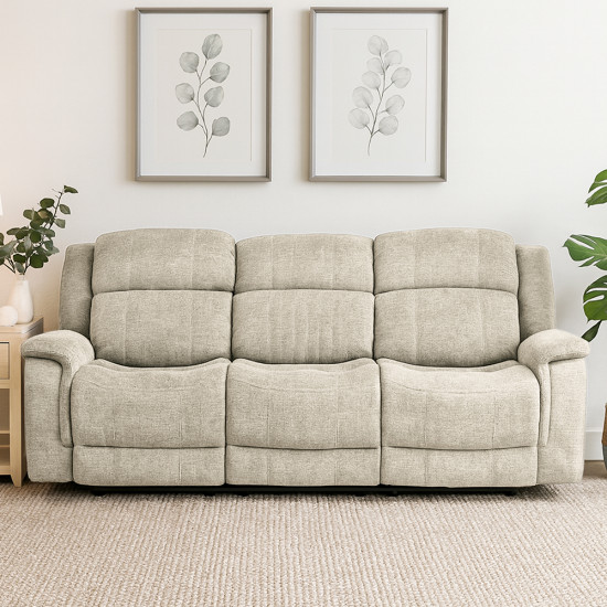 كنبة استرخاء قماش 3 مقاعد قابلة للإمالة بيج كنبة استرخاء قماش 3 مقاعد قابلة للإمالة بيج