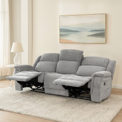 كنبة استرخاء قماش 3 مقاعد قابلة للإمالة رمادي