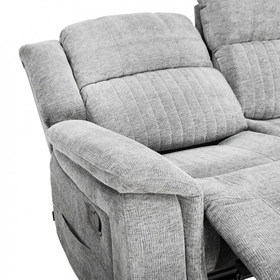 كنبة استرخاء قماش 3 مقاعد قابلة للإمالة رمادي كنبة استرخاء قماش 3 مقاعد قابلة للإمالة رمادي