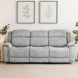 كنبة استرخاء قماش 3 مقاعد قابلة للإمالة رمادي
