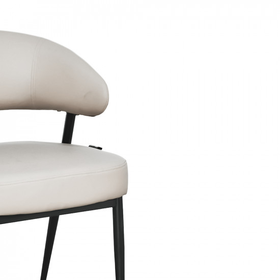 كرسي مفرد مودرن جلد بأرجل معدنية رمادي