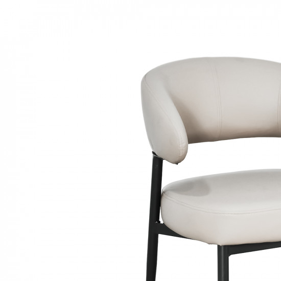 كرسي مفرد مودرن جلد بأرجل معدنية رمادي