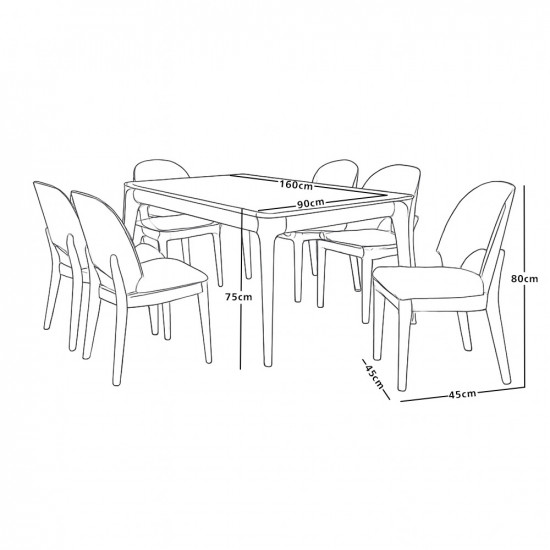 طاولة طعام خشب مع سطح سيراميك 6 كراسي