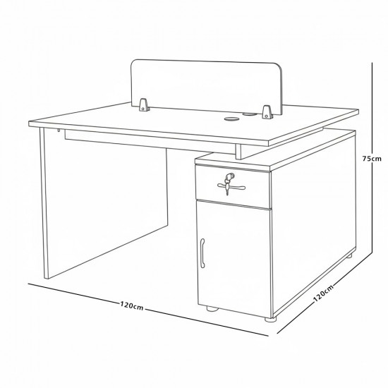 مكتب مزدوج خشبي مع وحدات تخزين بني مكتب مزدوج خشبي مع وحدات تخزين بني