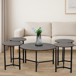 طقم طاولات خدمة 5 قطع خشب بني