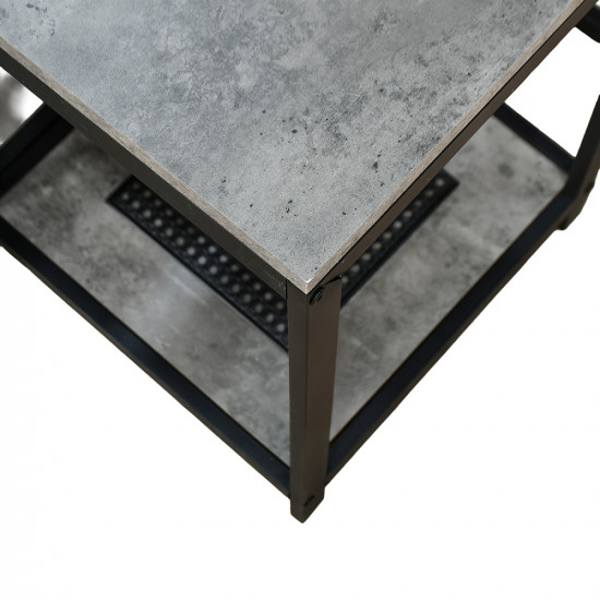 طقم طاولات خدمة 5 قطع 2 دور خشب مع راتان