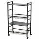 وحدة رفوف متحركة معدنية 4 أدوار أسود وحدة رفوف متحركة معدنية 4 أدوار أسود