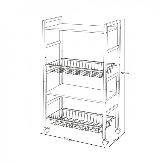 وحدة رفوف متحركة معدنية 4 أدوار أسود وحدة رفوف متحركة معدنية 4 أدوار أسود