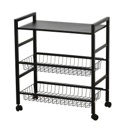 وحدة رفوف معدنية متحركة 3 أدوار أسود