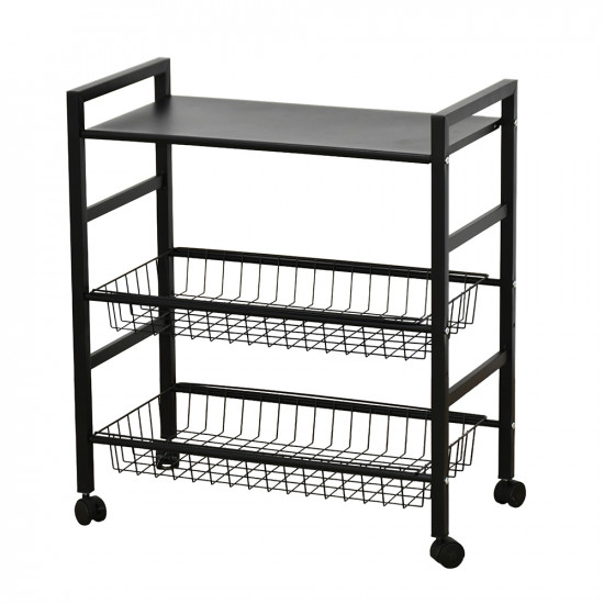 وحدة رفوف معدنية متحركة 3 أدوار أسود