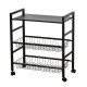 وحدة رفوف معدنية متحركة 3 أدوار أسود