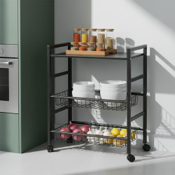 وحدة رفوف معدنية متحركة 3 أدوار أسود