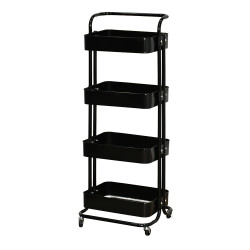 وحدة رفوف متحركة معدنية 4 أدوار أسود