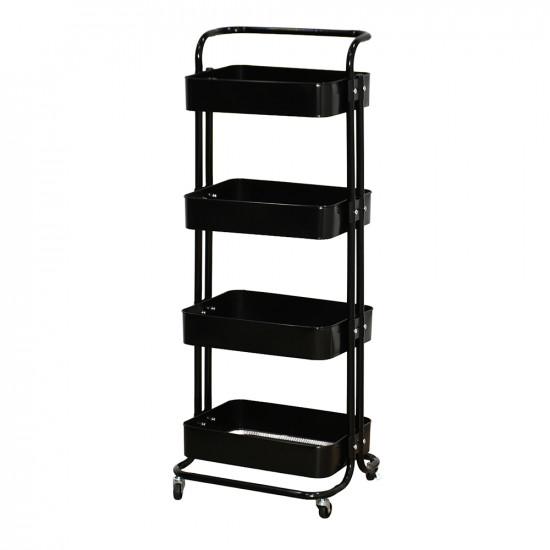 وحدة رفوف متحركة معدنية 4 أدوار أسود