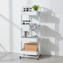 وحدة رفوف متحركة معدنية 4 أدوار أبيض