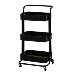 وحدة رفوف متحركة معدنية 3 أدوار أسود