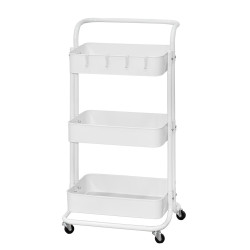 وحدة رفوف متحركة معدنية 3 أدوار أبيض