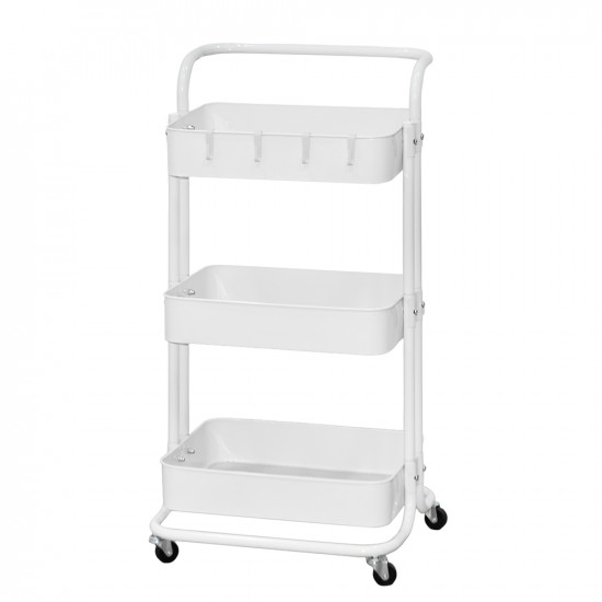 وحدة رفوف متحركة معدنية 3 أدوار أبيض وحدة رفوف متحركة معدنية 3 أدوار أبيض