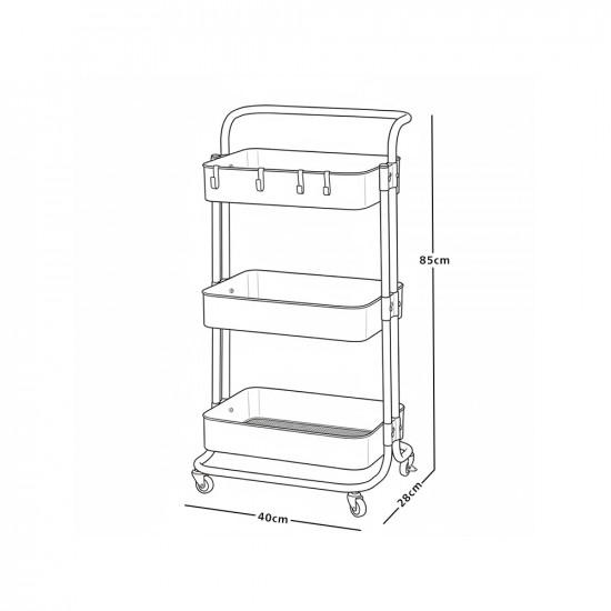 وحدة رفوف متحركة معدنية 3 أدوار أبيض وحدة رفوف متحركة معدنية 3 أدوار أبيض