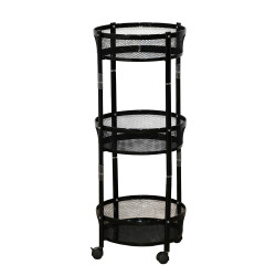 وحدة رفوف متحركة معدنية 3 أدوار أسود