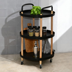 عربة تقديم متحركة 3 أدوار أسود