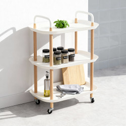 عربة تقديم متحركة 3 أدوار أبيض