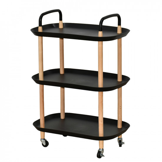 عربة تقديم متحركة 3 أدوار أسود عربة تقديم متحركة 3 أدوار أسود