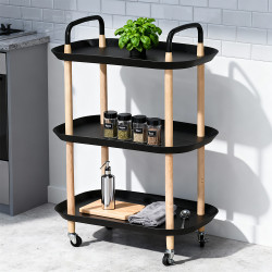 عربة تقديم متحركة 3 أدوار أسود