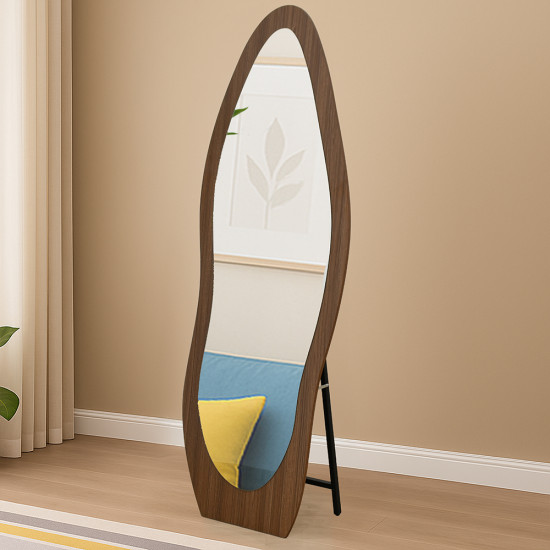 مرآة استاند معدن بإطار خشبي عصري مرآة استاند معدن بإطار خشبي عصري