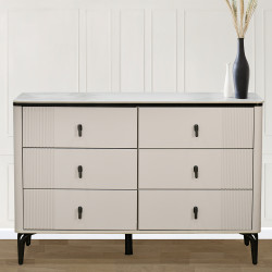 خزانة خشبية عصرية بـ 6 أدراج وسطح رخامي