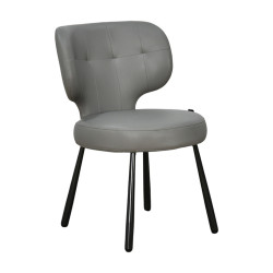 كرسي مفرد جلد بأرجل معدنية رمادي