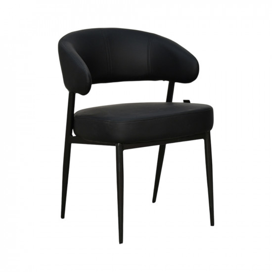 كرسي مفرد مودرن جلد بأرجل معدنية أسود كرسي مفرد مودرن جلد بأرجل معدنية أسود