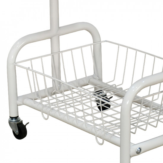 عربة تقديم سطح خشبي مع رف تخزين معدني