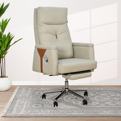 كرسي مكتب مودرن دوار جلد بيج