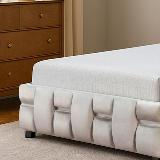 سرير خشبي بتنجيد مخملي عصري 120×200سم