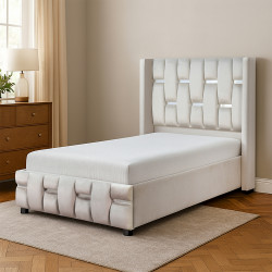 سرير خشبي بتنجيد مخملي عصري 120×200سم