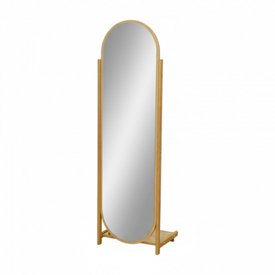 مرآة ديكور استاند بإطار خشبي عصري