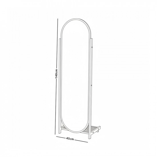 مرآة ديكور استاند بإطار خشبي عصري