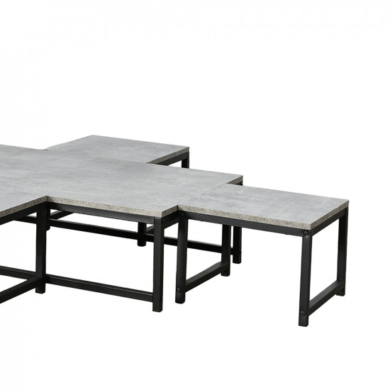 طقم طاولات خدمة 5 قطع خشبي رمادي 