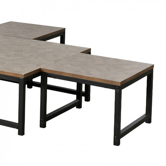 طقم طاولات خدمة 5 قطع خشبي بني