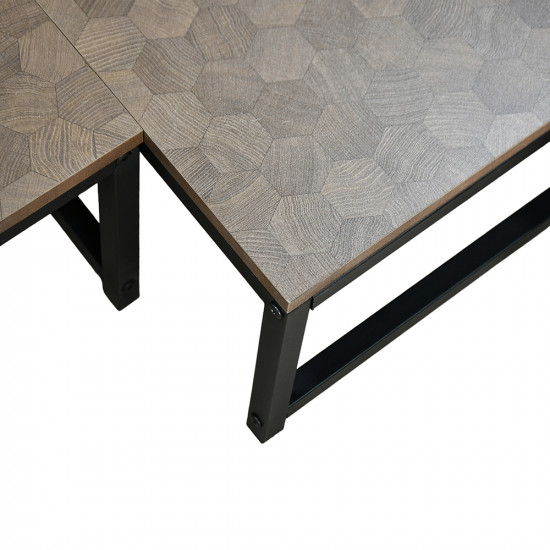 طقم طاولات خدمة 5 قطع خشبي بني