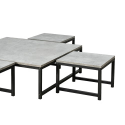 طقم طاولات خدمة 5 قطع خشبي رمادي