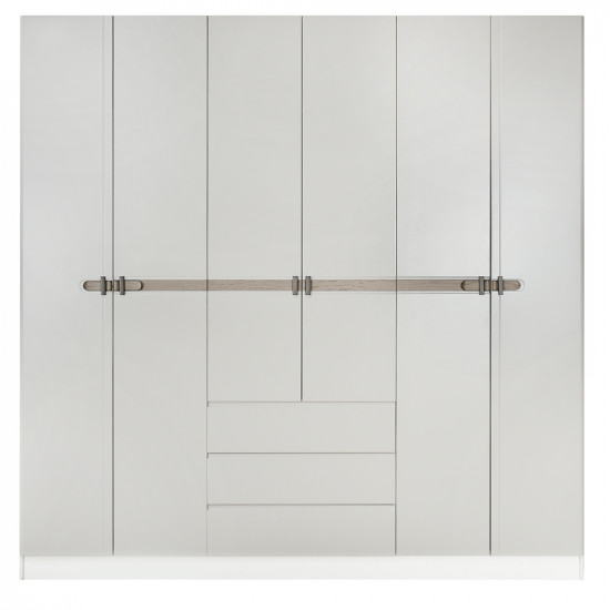 دولاب ملابس مودرن خشبي 6 باب رمادي فاتح