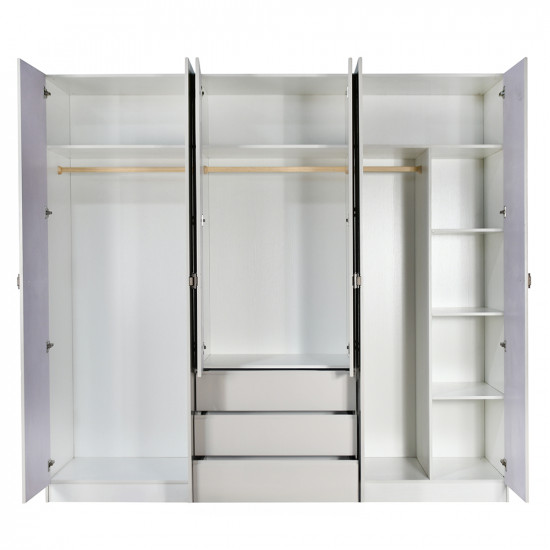 دولاب ملابس مودرن خشبي 6 باب رمادي فاتح