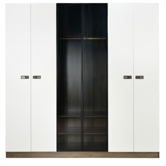 دولاب ملابس خشب 6 باب مع أبواب زجاجية