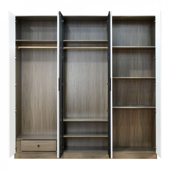 دولاب ملابس خشب 6 باب مع أبواب زجاجية